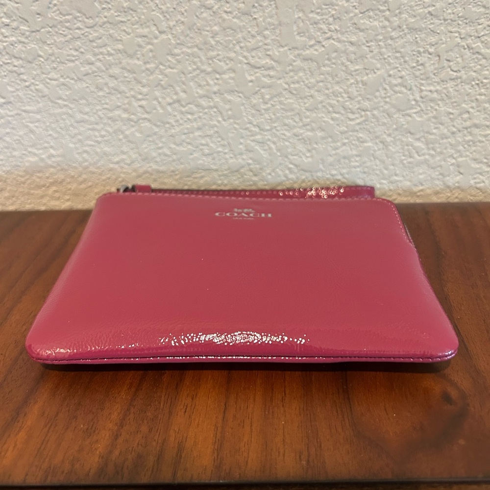 COACH Pink Patent Leather Corner Zip Wristlet - Picture 2 of 4